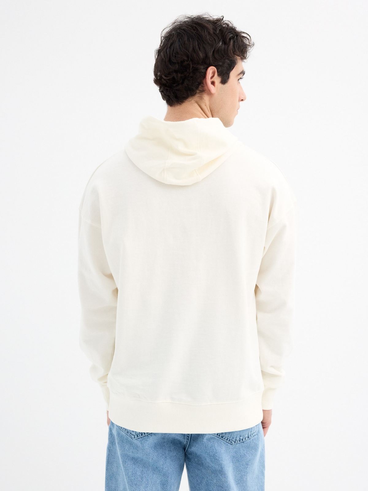 Sudadera con capucha Blue Reflection blanco roto vista media trasera