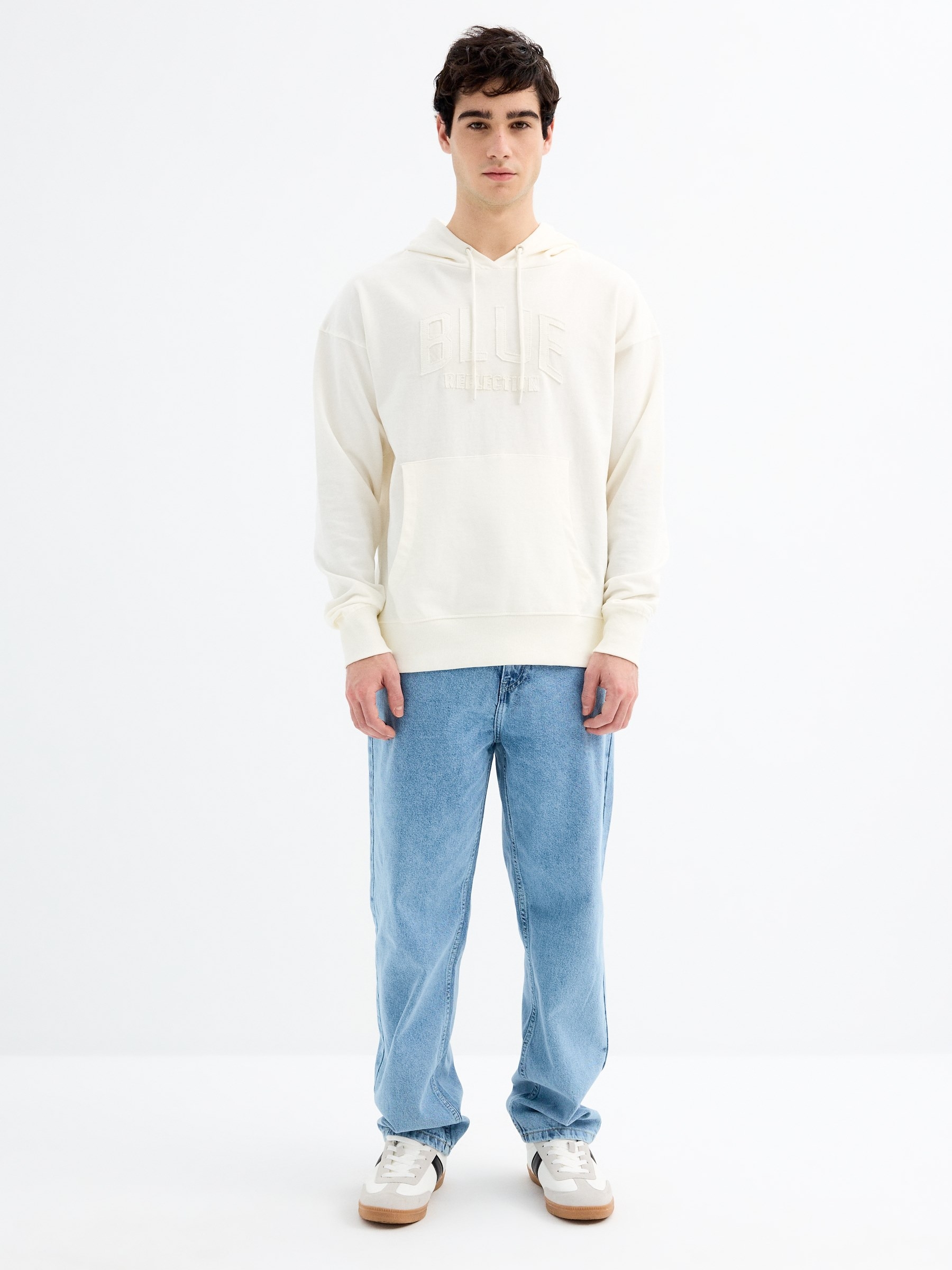 Blue Reflection hoodie off white middle front view