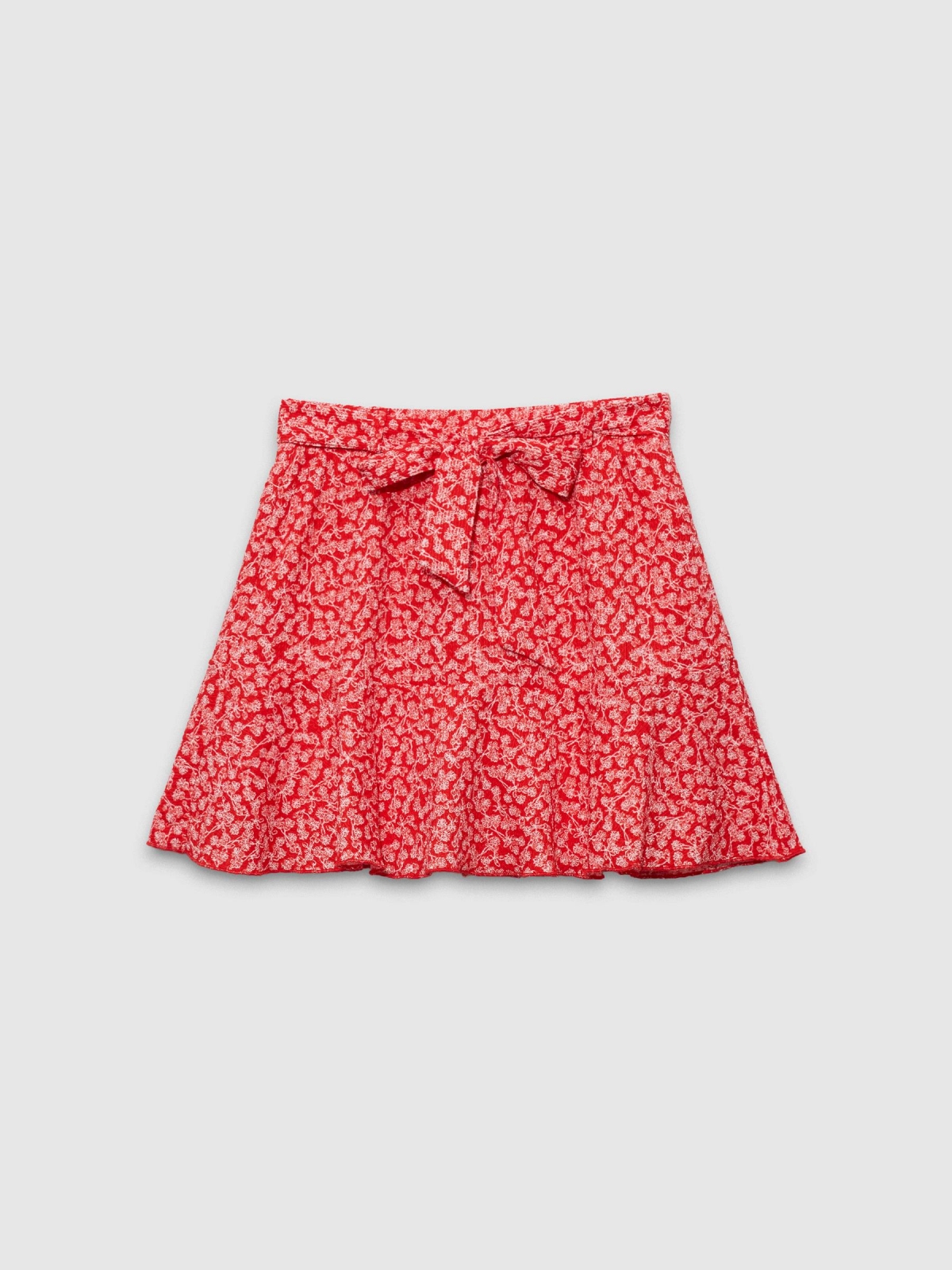  Saia-calça floral vermelho profundo vista frontal