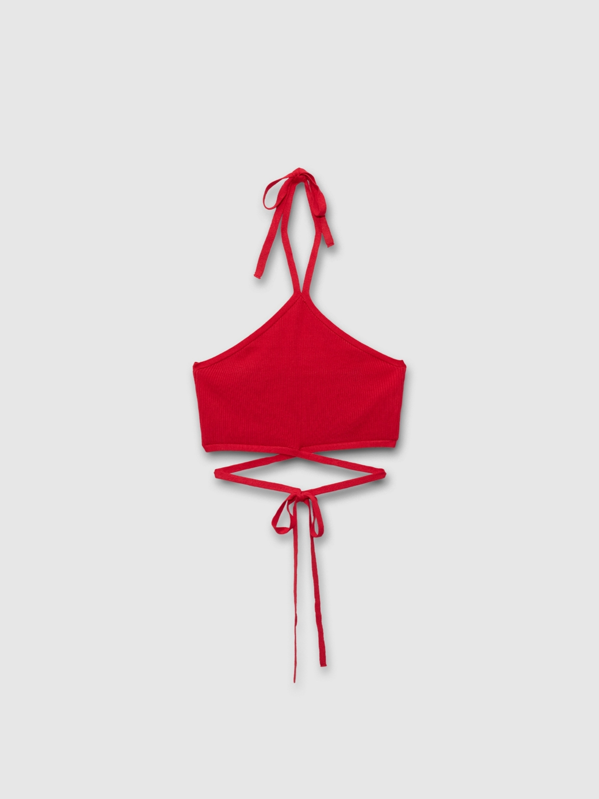  Top halter con tiras rojo vista frontal