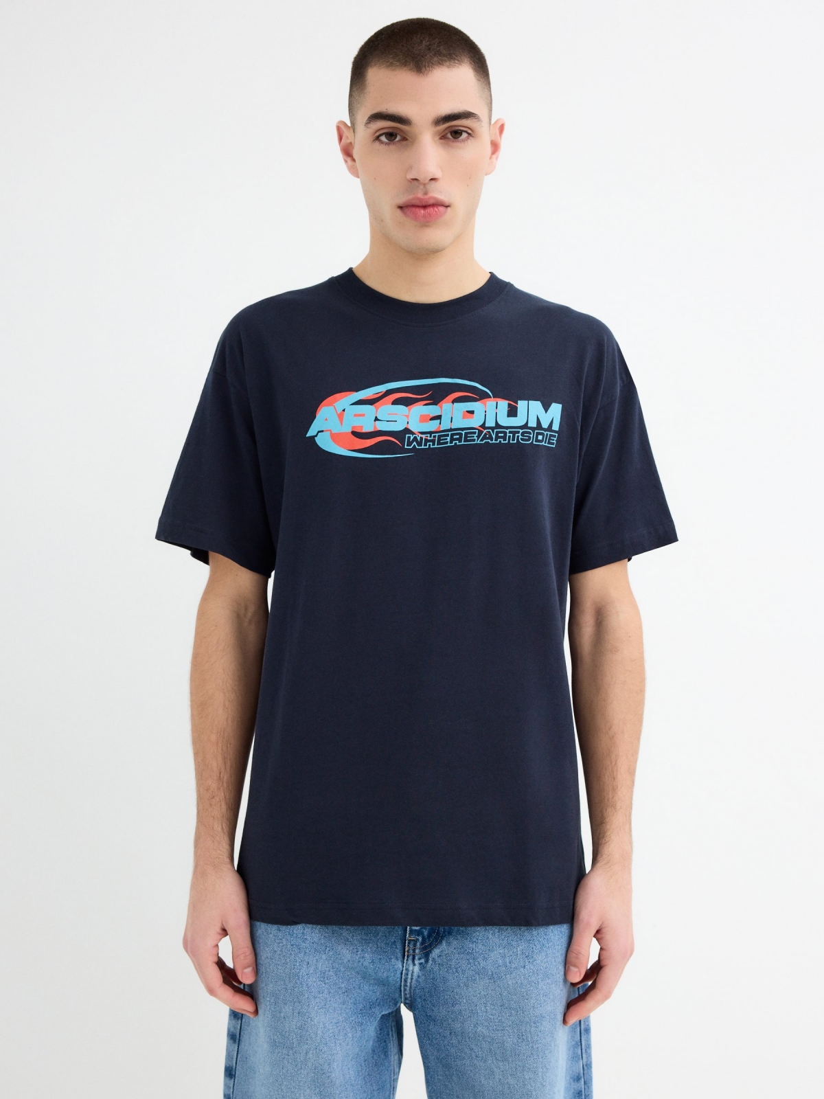 Camiseta Arscidium azul marinho vista meia frontal