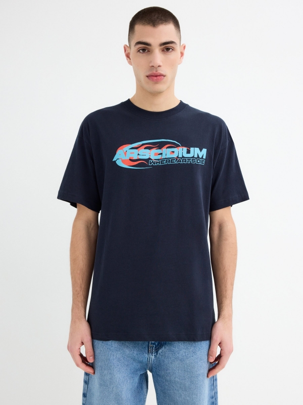 Camiseta Arscidium azul marinho vista meia frontal