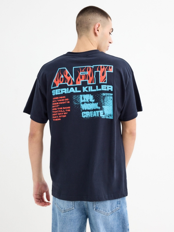 Camiseta Arscidium azul marinho vista meia traseira