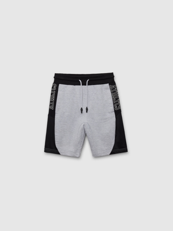  Bermuda jogger con banda lateral gris vista frontal