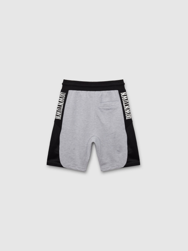 Bermuda jogger shorts with side band grey back view