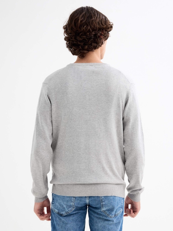 Basic Navy Blue Sweater grey vigore middle back view