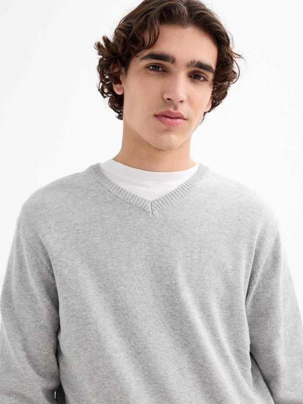 Basic Navy Blue Sweater grey vigore detail view