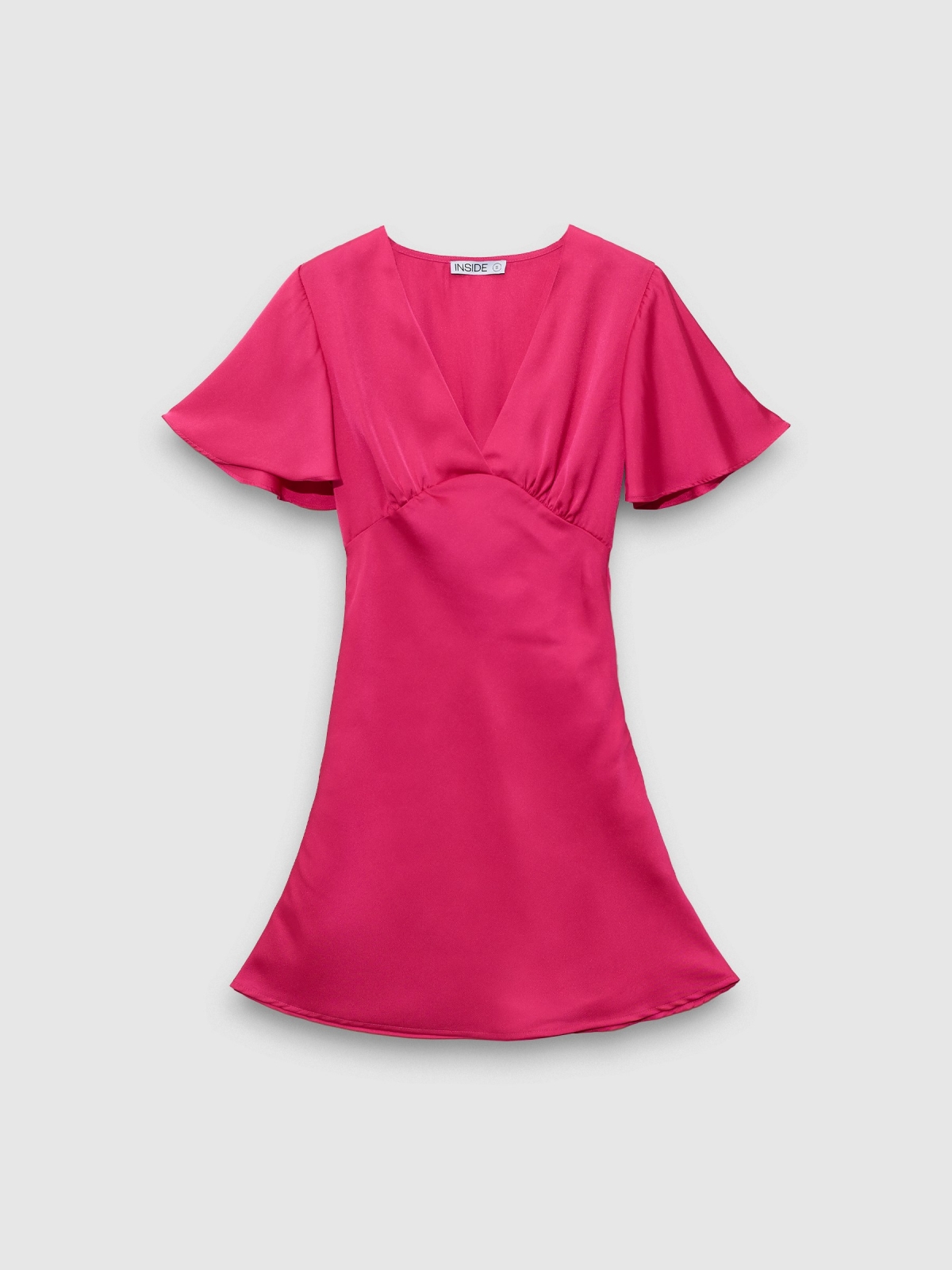  Vestido mini satinado fucsia magenta vista frontal