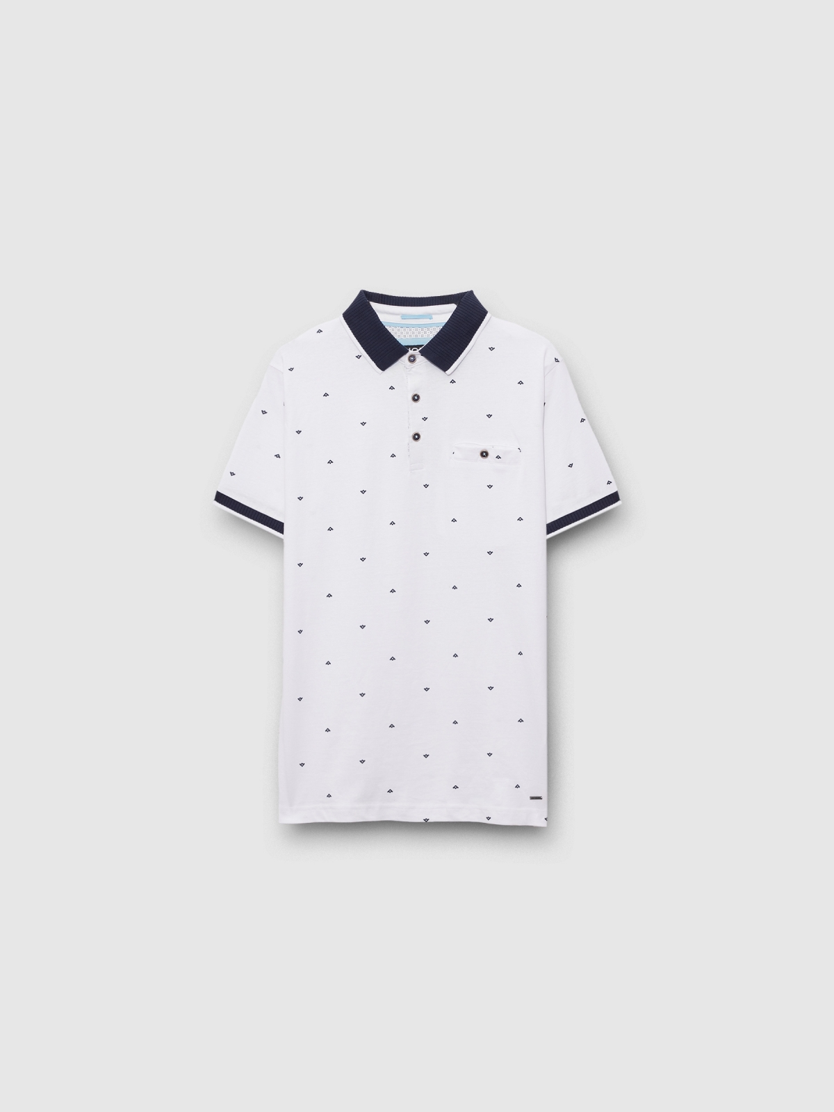  Miniature print polo shirt white front view