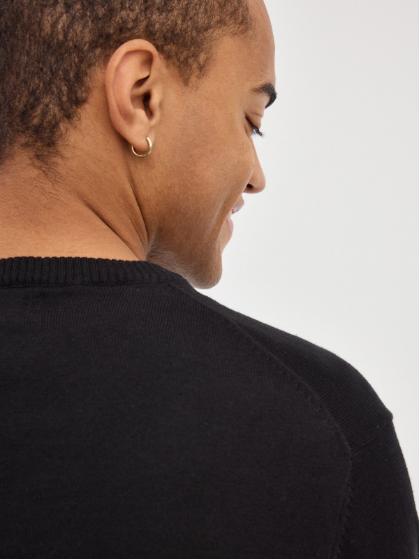 Basic Navy Blue Sweater black detail view