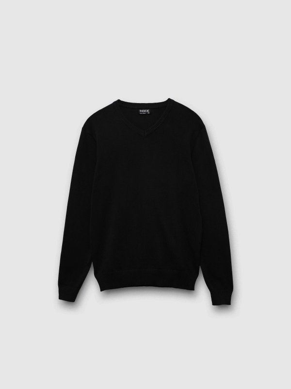  Basic Navy Blue Sweater black front view