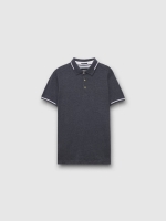 %Pto% Camisa pólo casual cinzento escuro azul vista frontal