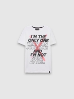 %Pto% Camiseta estampado texto blanco vista frontal