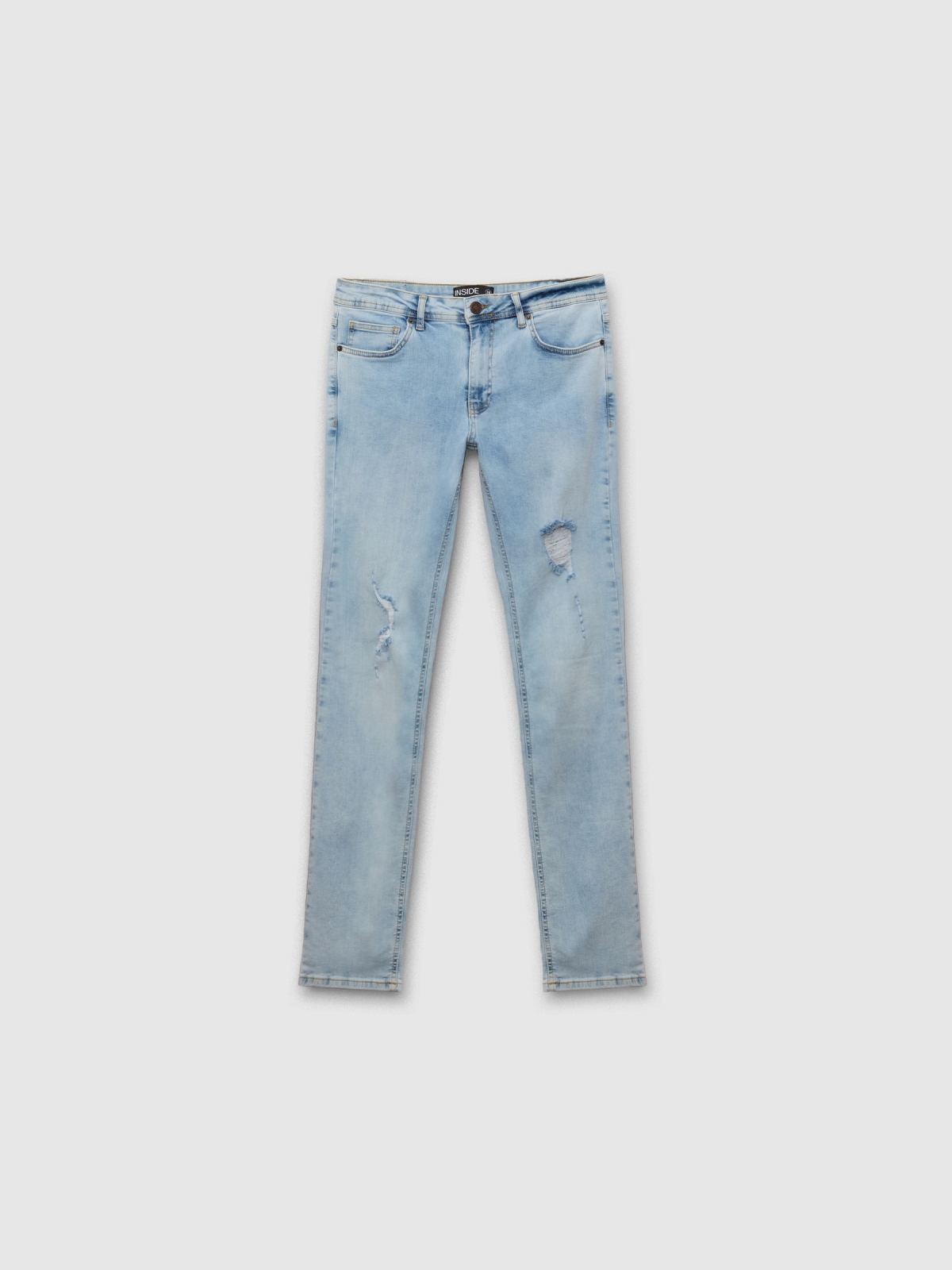  Ripped regular denim jeans blue front view