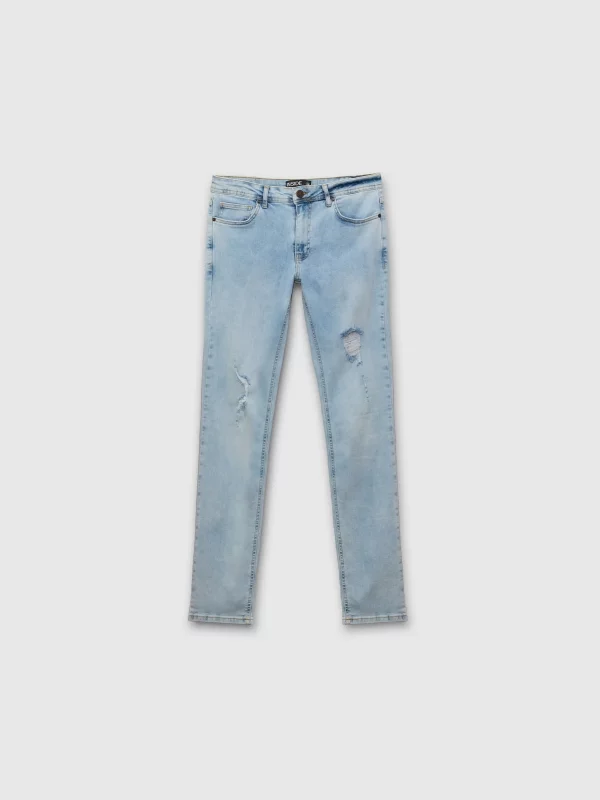  Jeans regular denim rotos azul vista frontal
