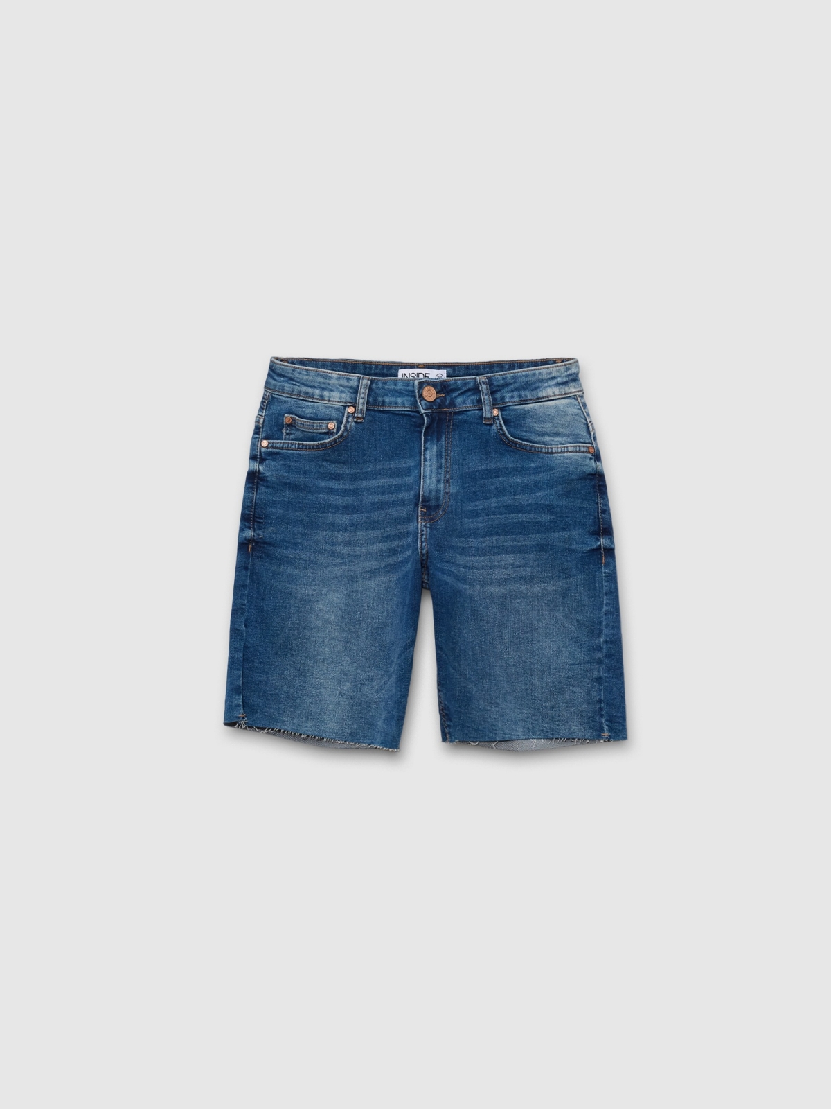  Blue regular denim Bermuda shorts blue front view