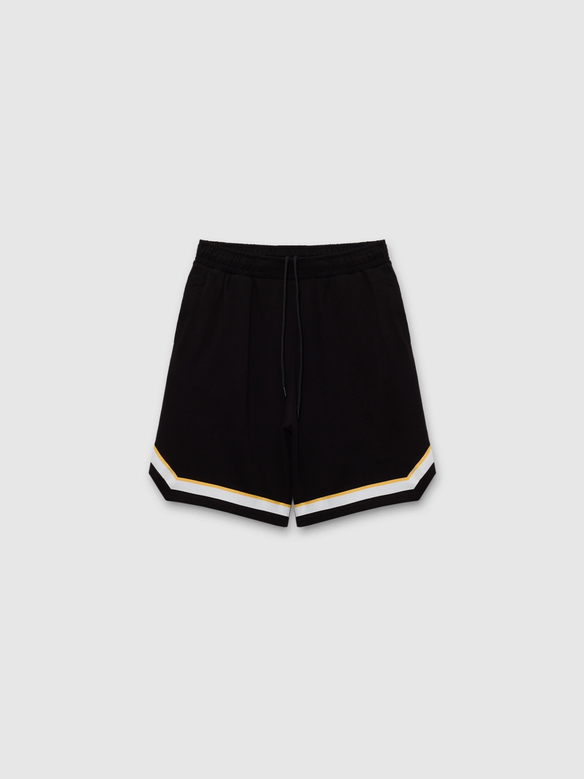  Bermuda jogger shorts with stripes black front view