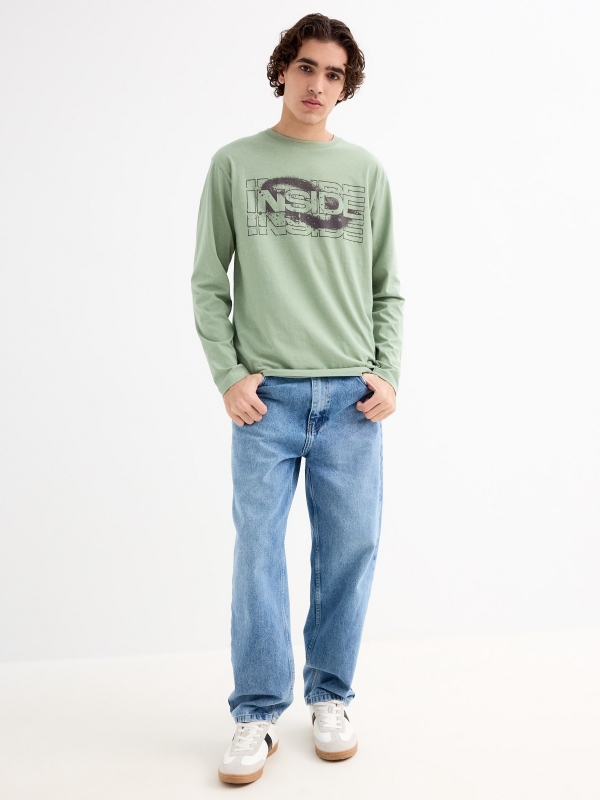 T-shirt normal INSIDE verde acinzentado vista geral frontal