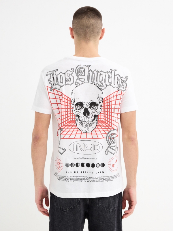 Skull back t-shirt white middle back view