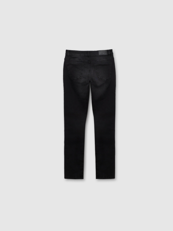 Jeans regular rotos negro vista trasera