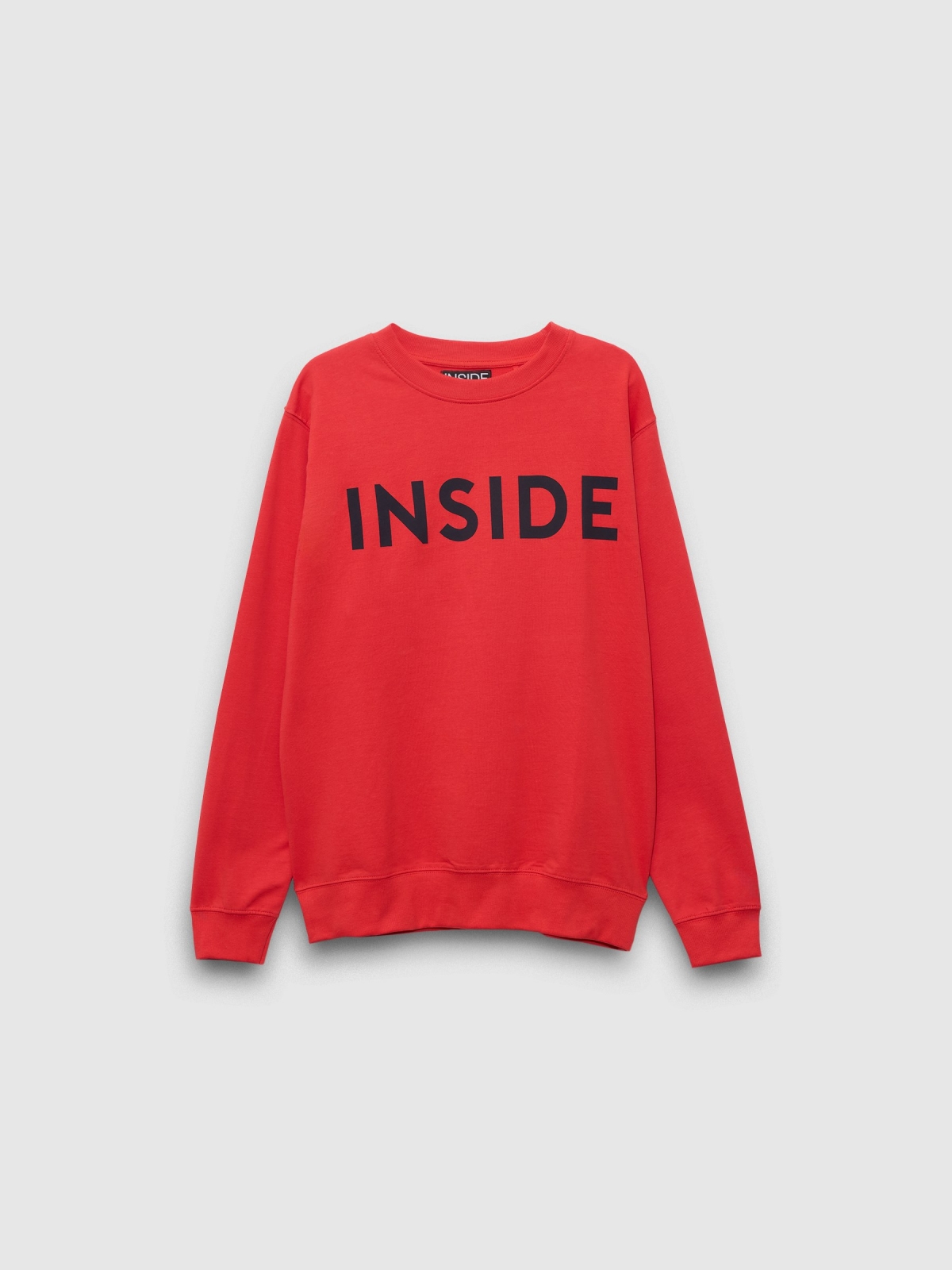  INSIDE hoodless sweatshirt red front view
