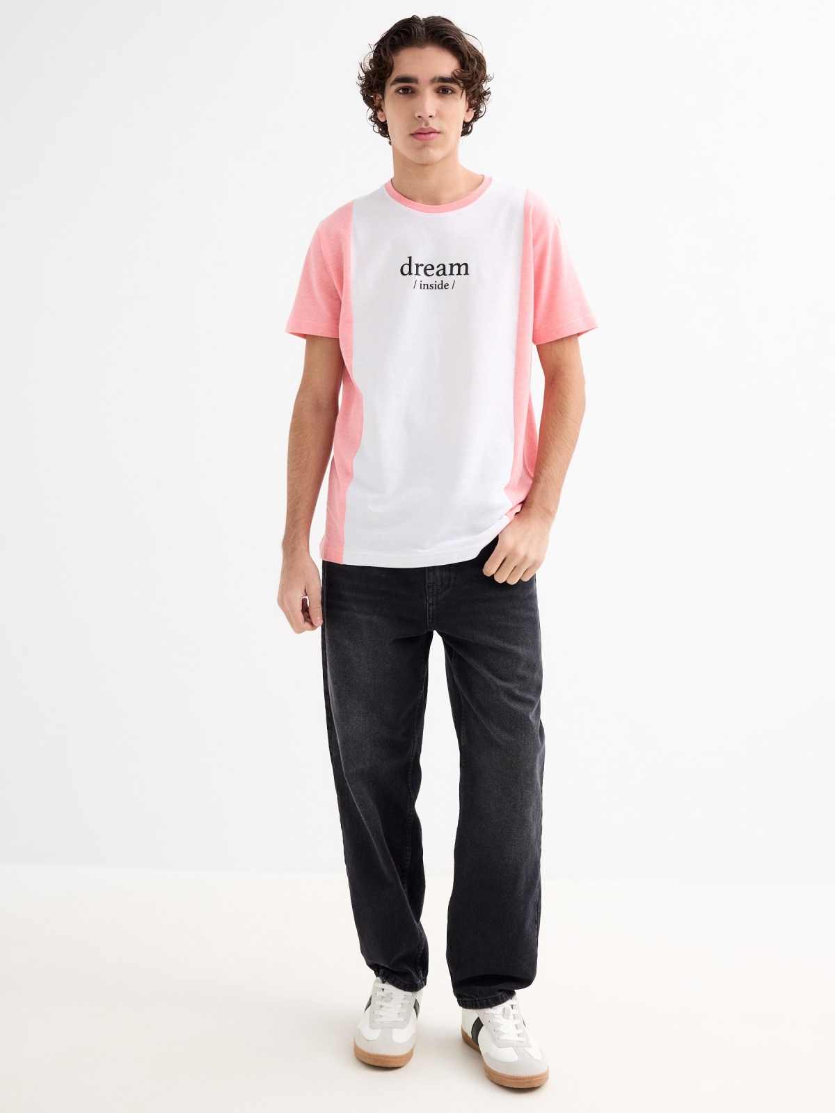 Colour Block T-shirt pink general front view