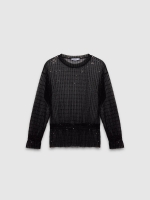 %Pto% Blusa transparante brillos negro vista frontal