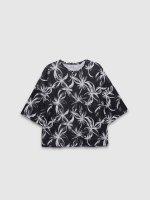 %Pto% Camiseta manga corta estampado floral negro vista frontal