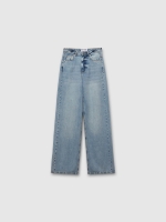 %Pto% Jeans wide leg high rise light blue light blue front view