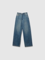 %Pto% Jeans wide leg tiro alto azul lavado azul vista frontal