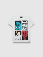 %Pto% Camiseta manga corta Monstruos blanco vista frontal