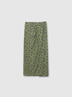 %Pto% Falda midi estampado floral verde oliva vista frontal