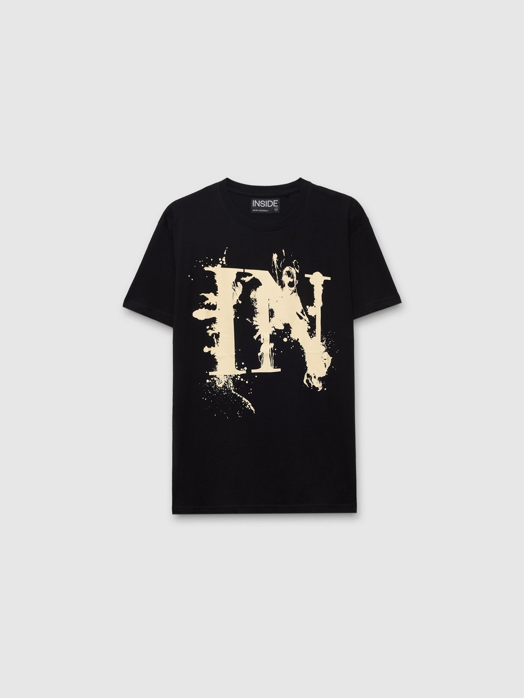 Short sleeve printed t-shirt Inside black middle front view