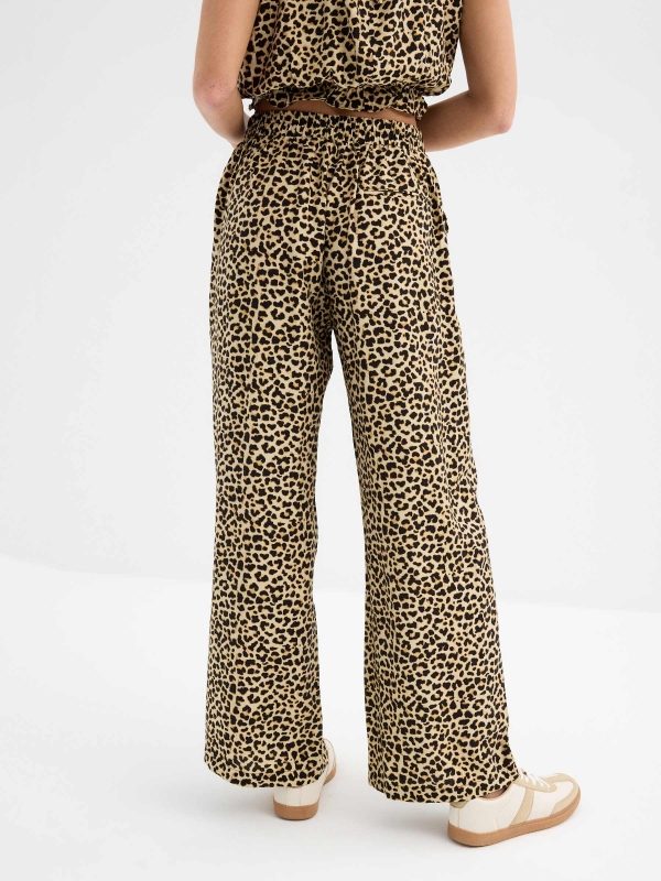 Fluid animal print pants multicolor middle back view