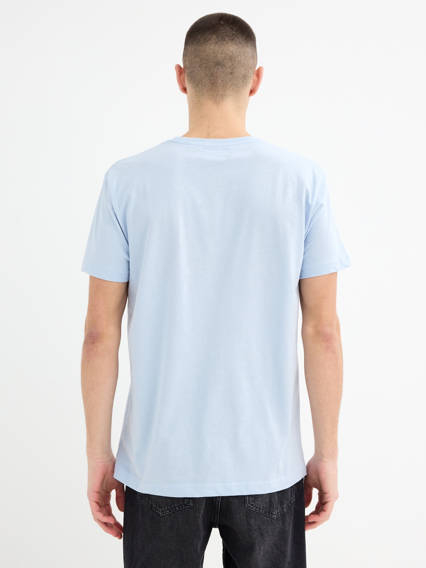 Camiseta manga curta estampada Inside azul claro vista meia frontal