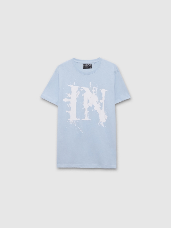  Short sleeve printed t-shirt Inside light blue front view