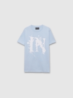 %Pto% Short sleeve printed t-shirt Inside light blue front view