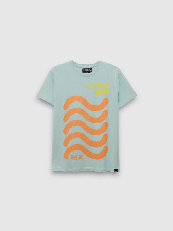  Short sleeve t-shirt Summer Wave green front view