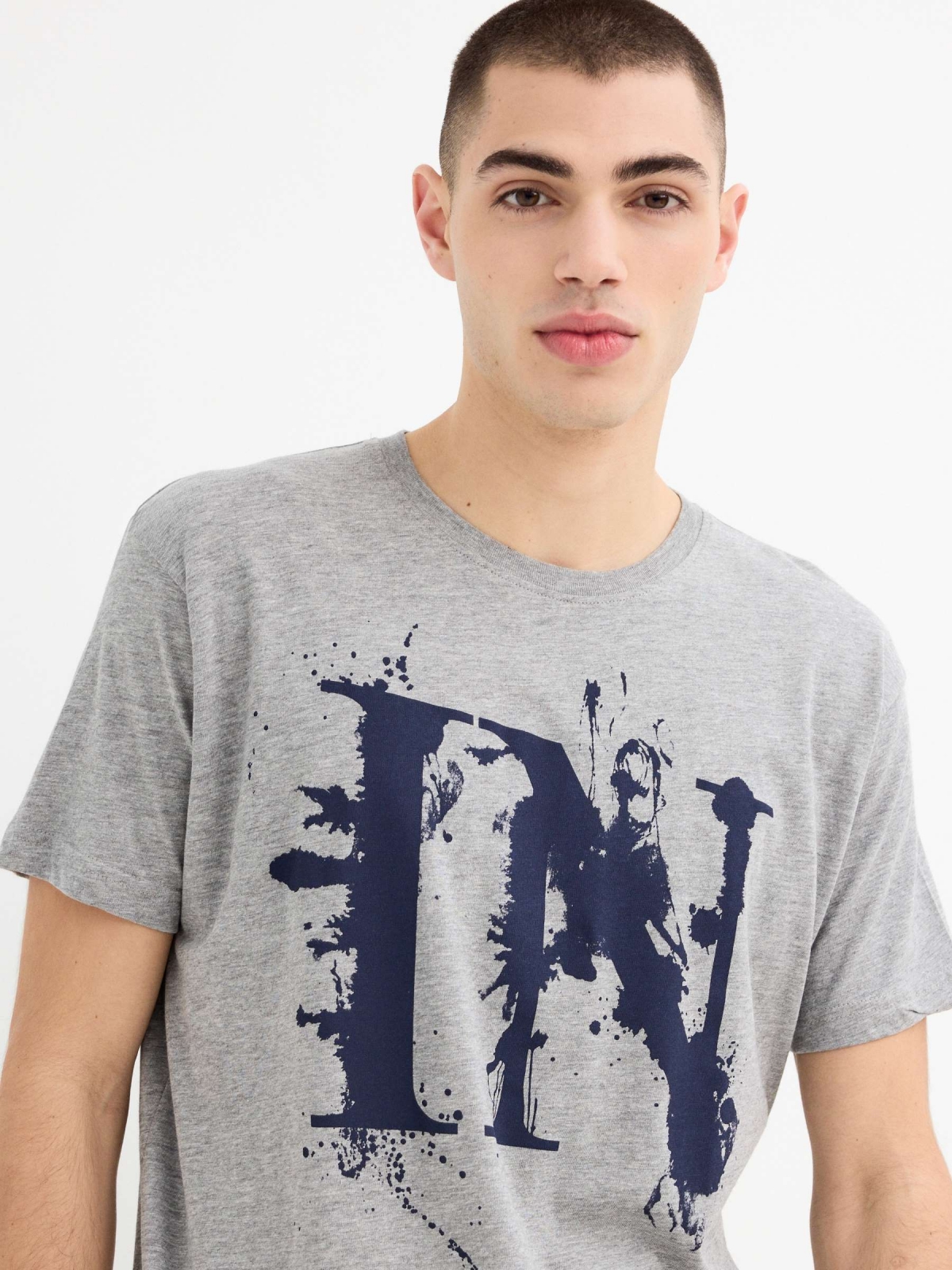 Camiseta manga corta estampado Inside melange medio vista detalle