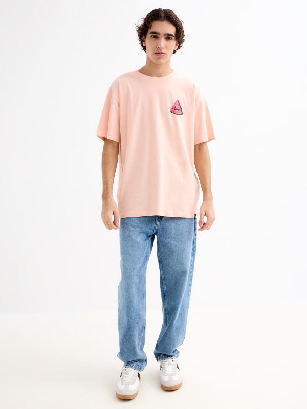 Short sleeve watermelon t-shirt peach general front view