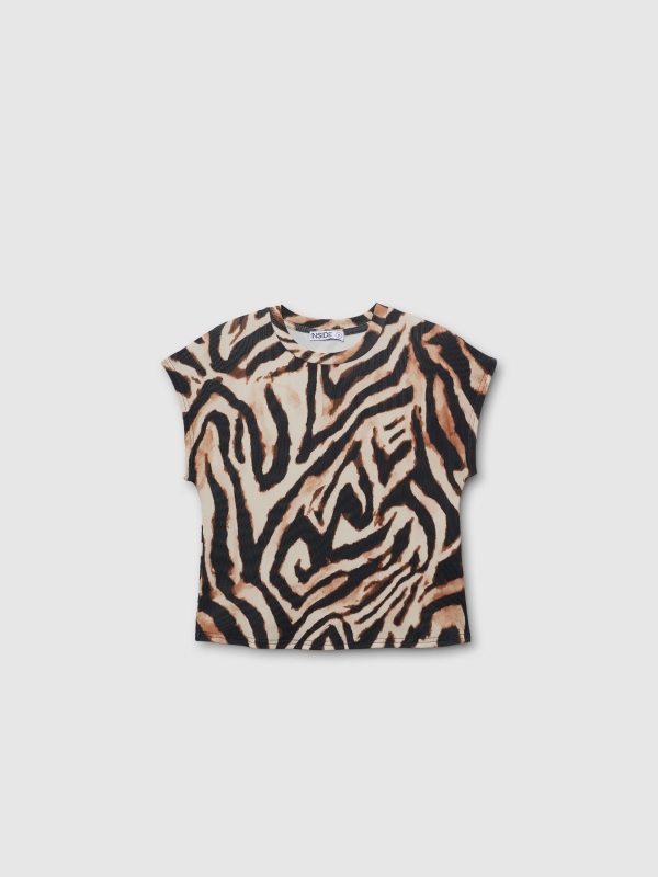  Short sleeve animal print t-shirt multicolor front view