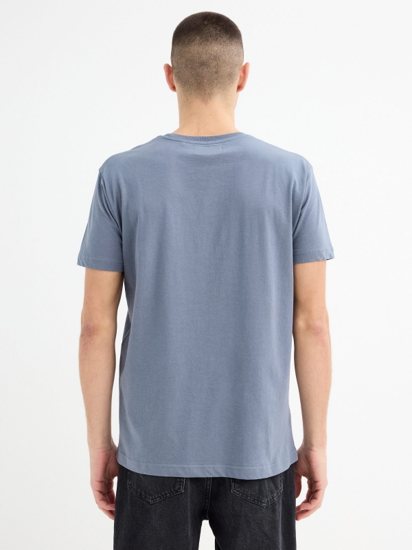 Short sleeve Snake t-shirt blue middle back view