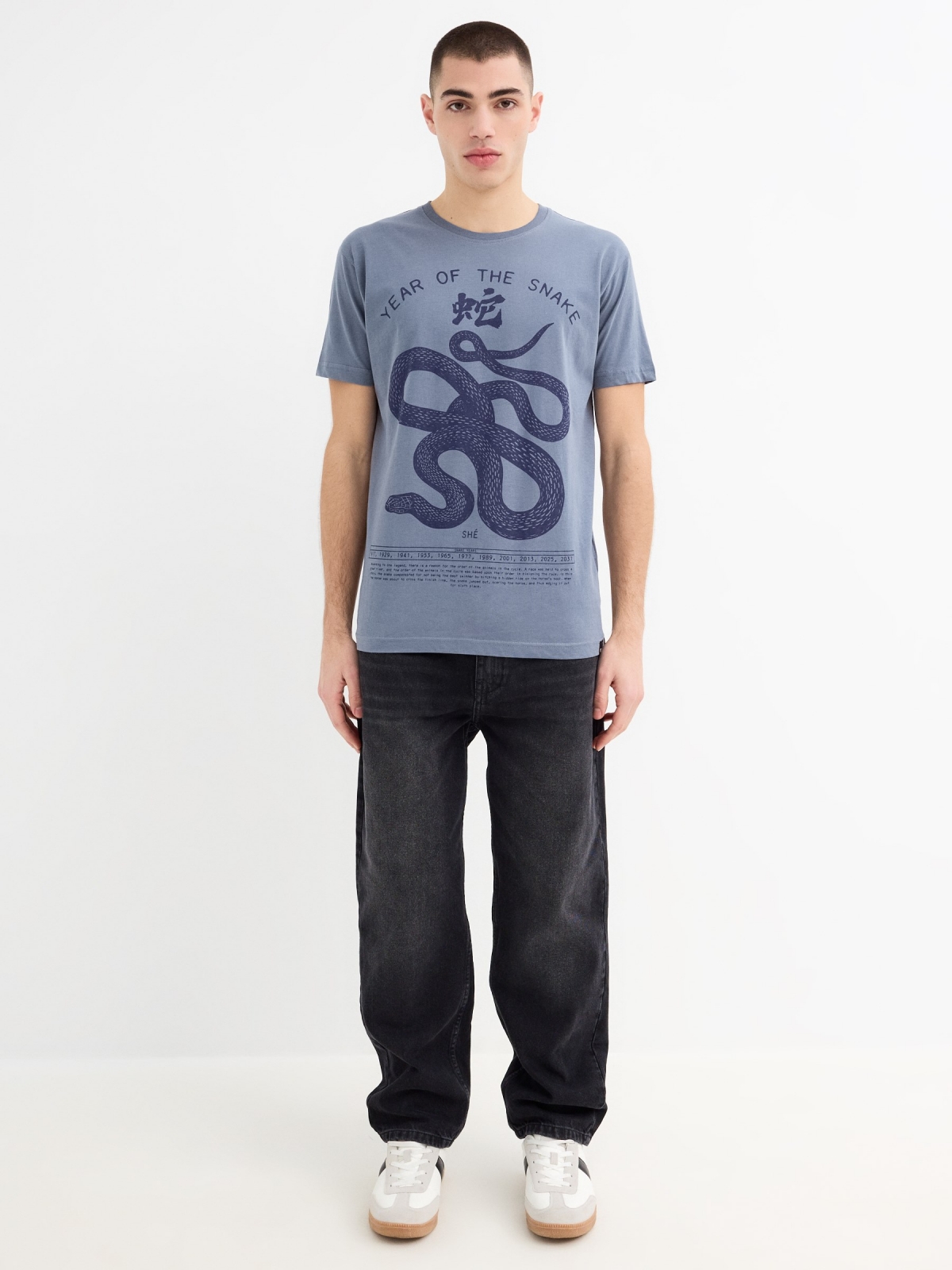 Short sleeve Snake t-shirt blue general front view