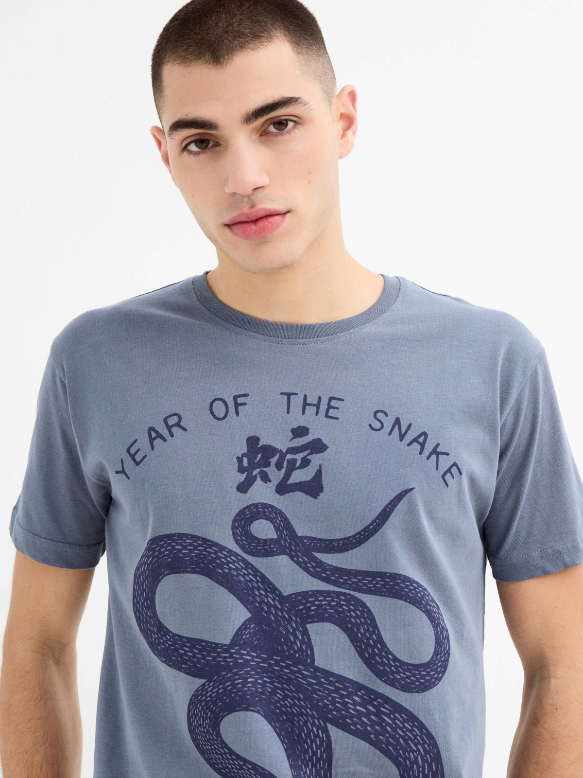 Short sleeve Snake t-shirt blue detail view