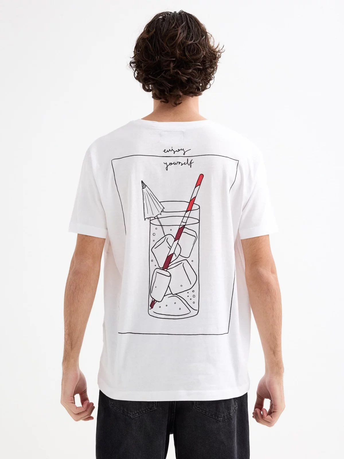 Short sleeve Refreshment T-shirt white middle back view