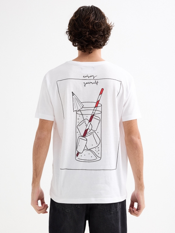 Short sleeve Refreshment T-shirt white middle back view