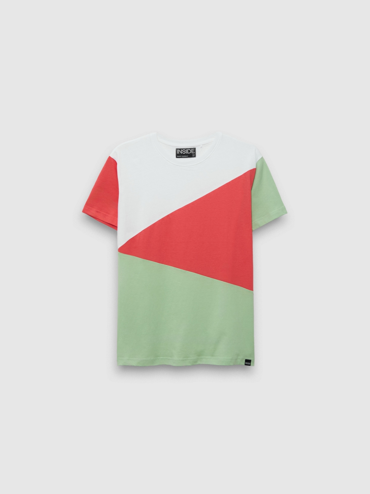  Short sleeve color block t-shirt white front view