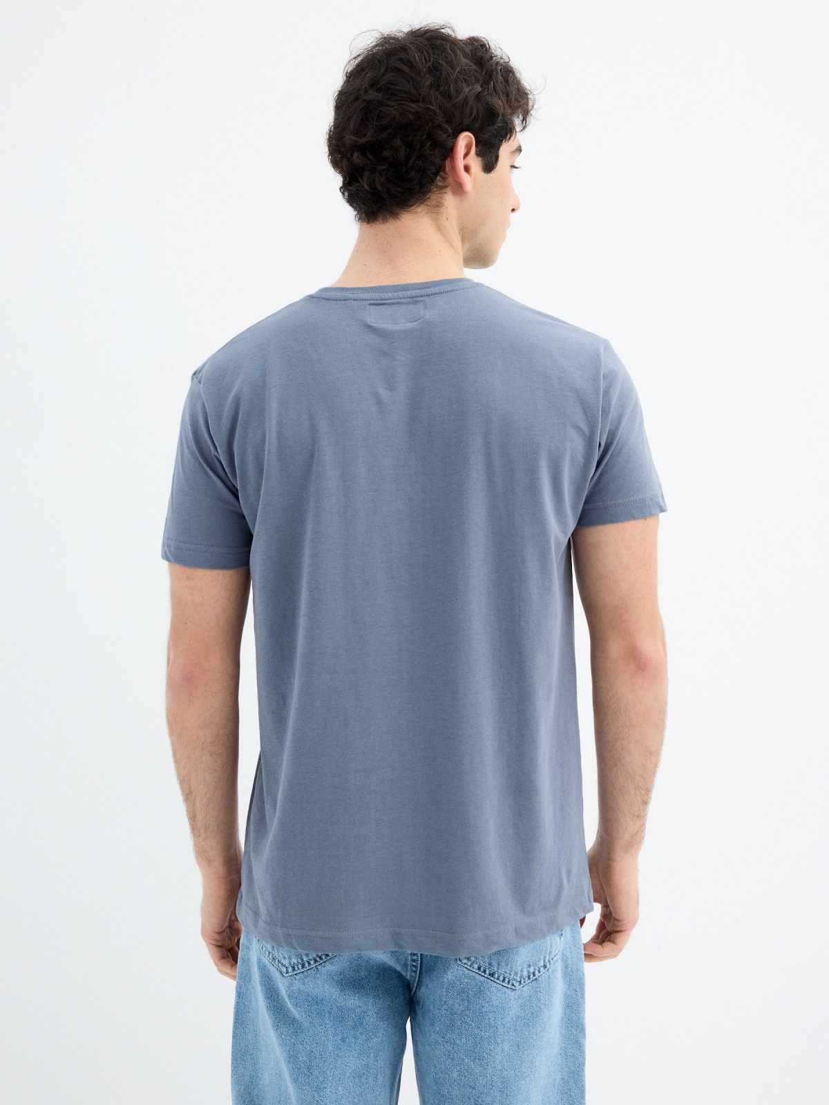 Short sleeve t-shirt Think Outside blue middle back view