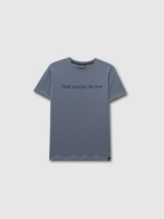 %Pto% Short sleeve t-shirt Think Outside blue front view