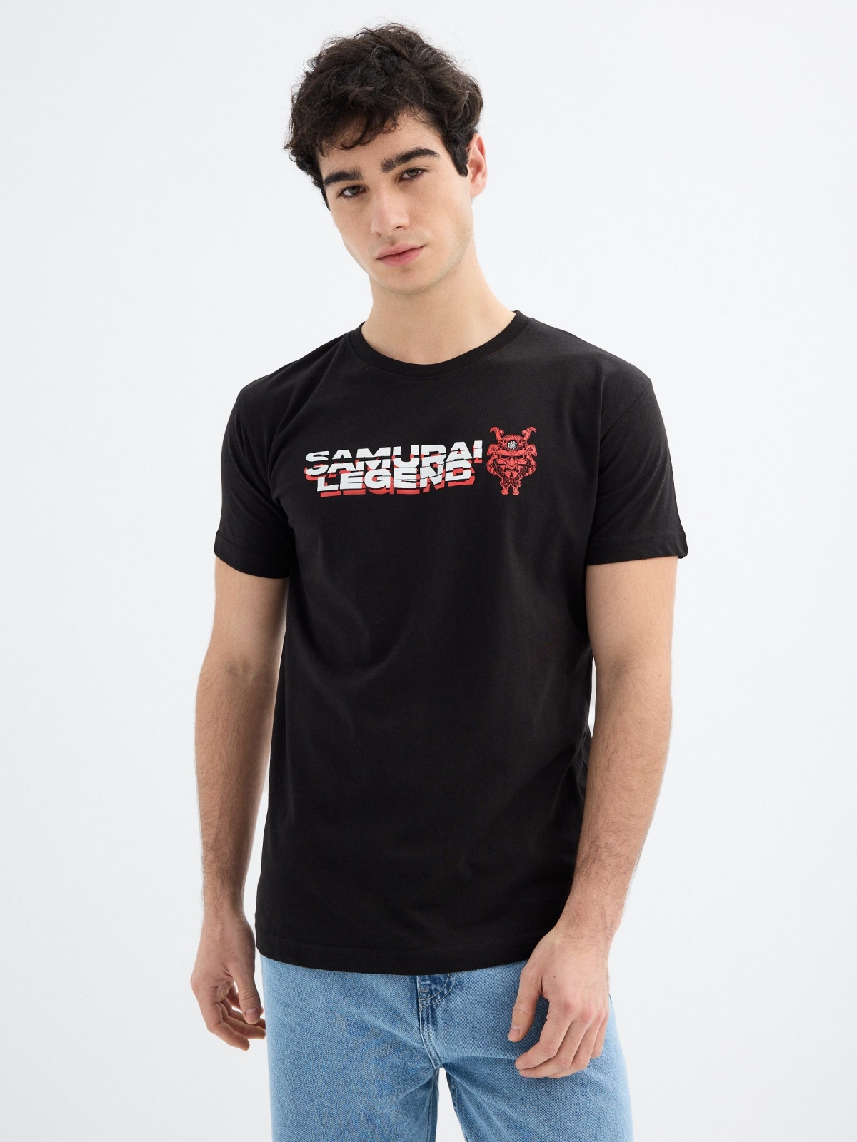 Camiseta manga corta Samurai Legend negro vista media frontal